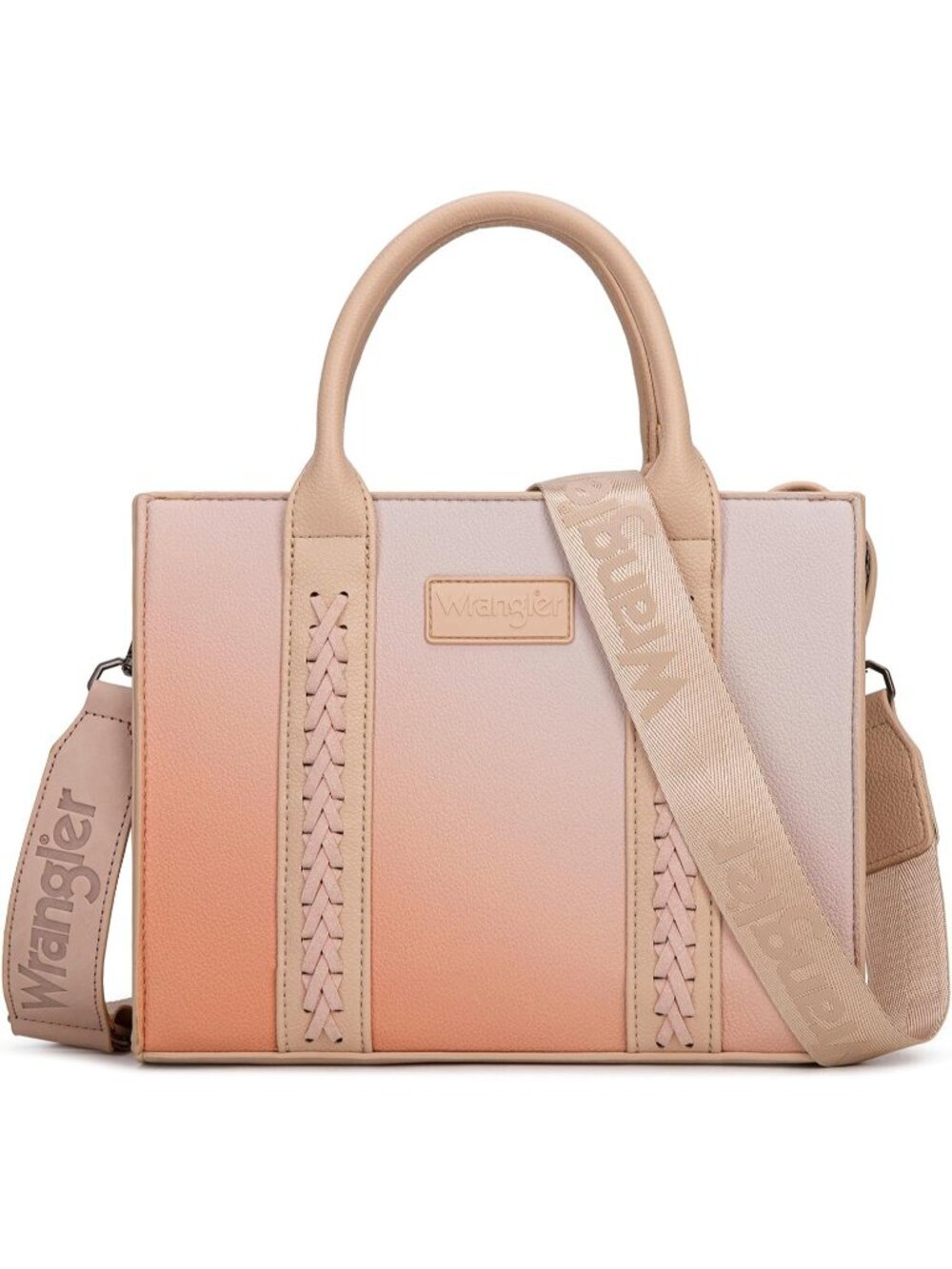 Women's Light Brown Polyester Zipper Top-handle Strap Quilted Tote Crossbody Bag
